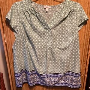 Croft & Barrow Light Blue Geometric Blouse
